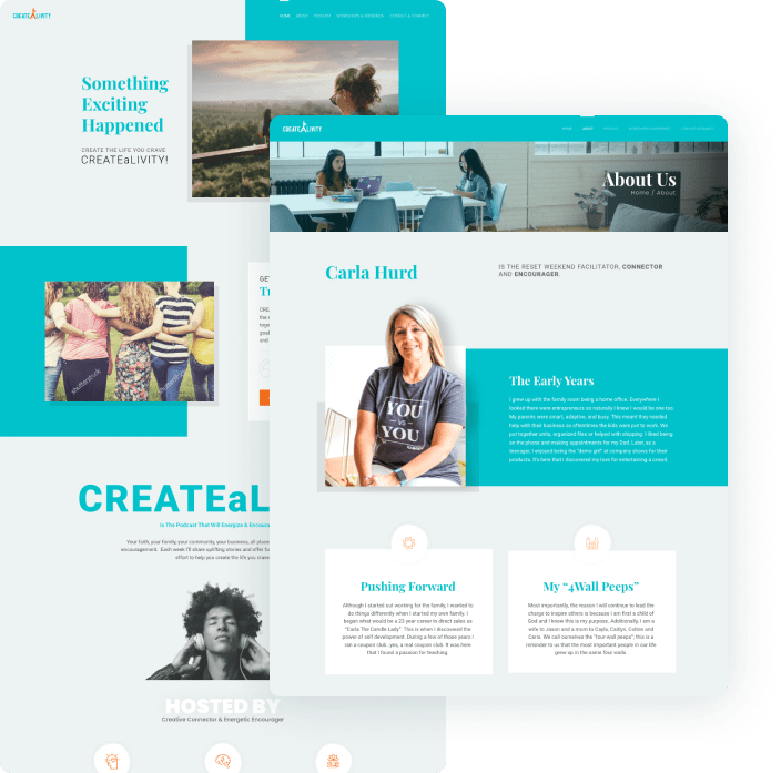 Desktop website design completed for CreatAlivity