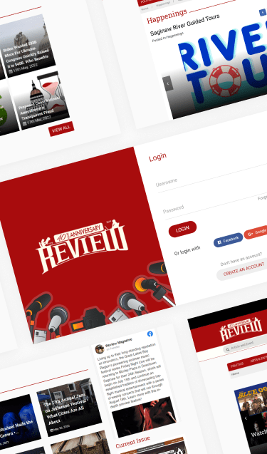 Desktop website design completed for Review Magazine